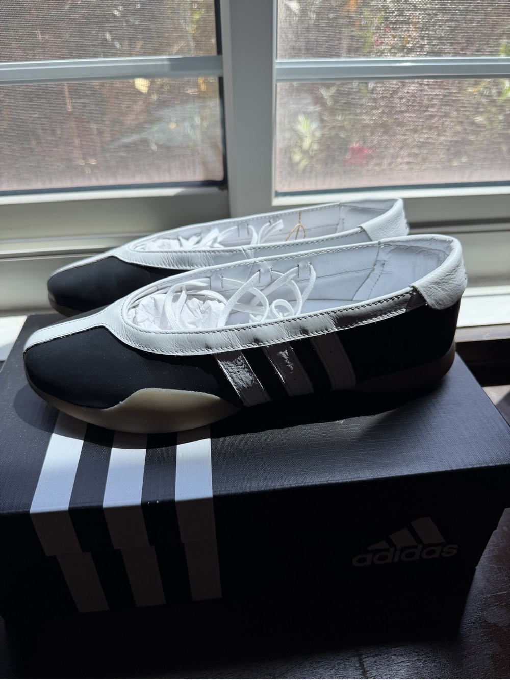 adidas Black and White Ballet-Style Sneakers